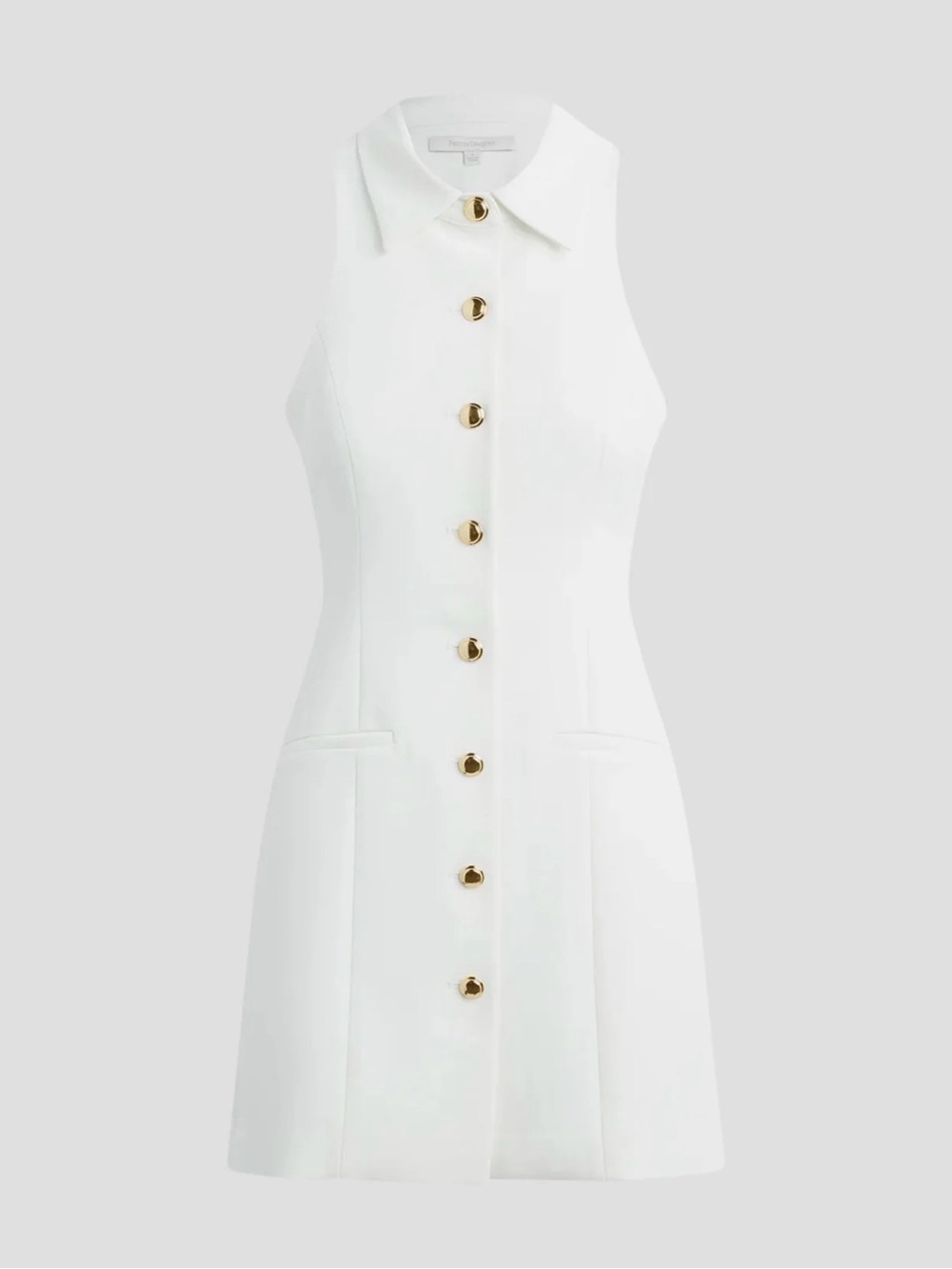 Favorite Daughter UPTOWN White Sleeveless Mini Dress with Gold Buttons